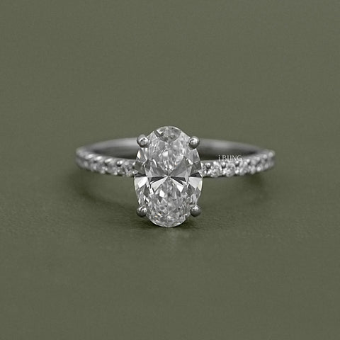 Oval Cut Lab Diamond Solitaire Accent Ring