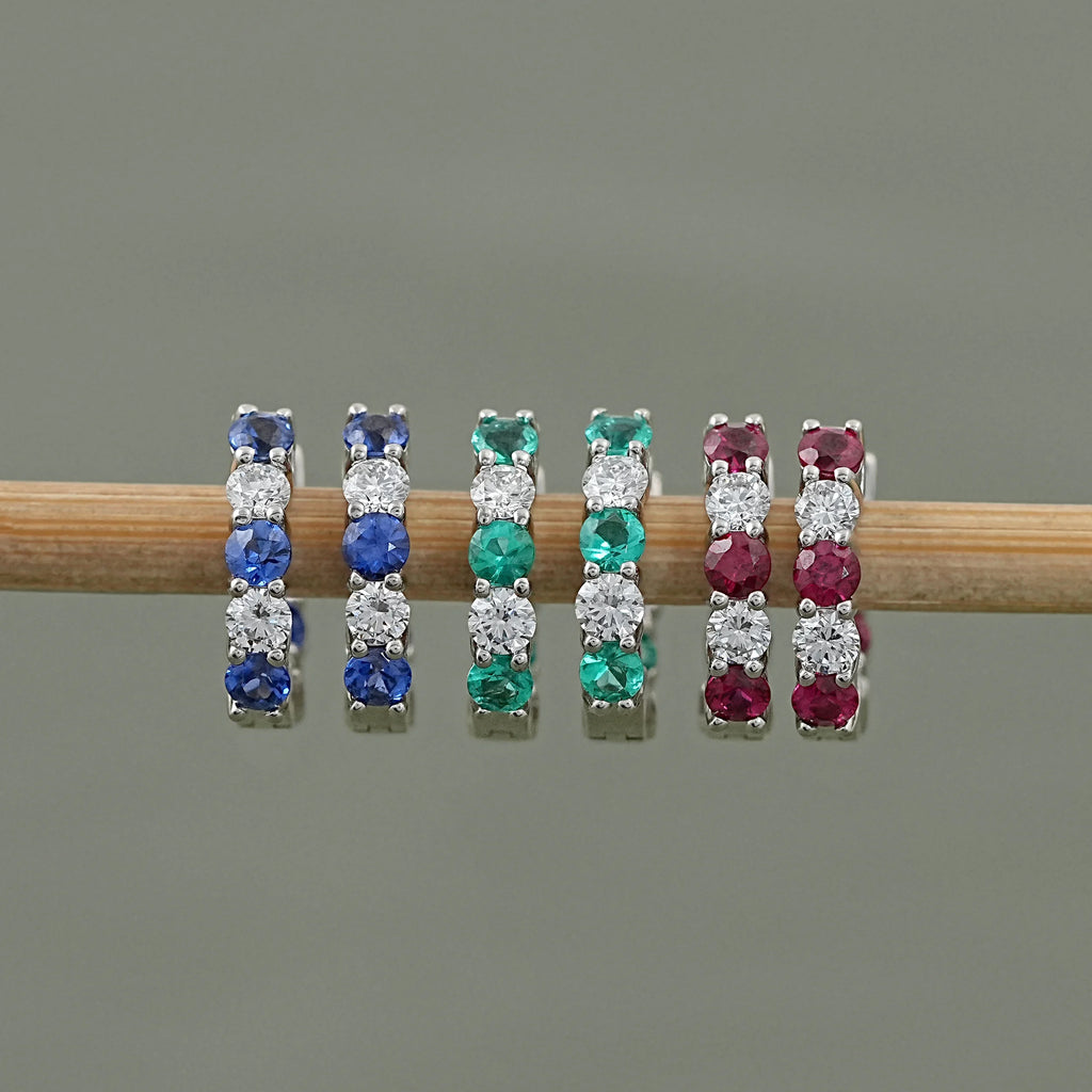 Lab Diamond And Gemstone In-Out Hoop Earrings