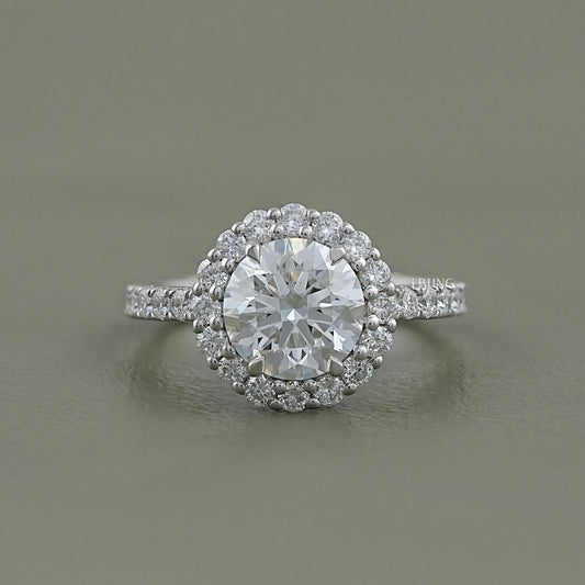 Round Lab Diamond Halo Engagement Ring