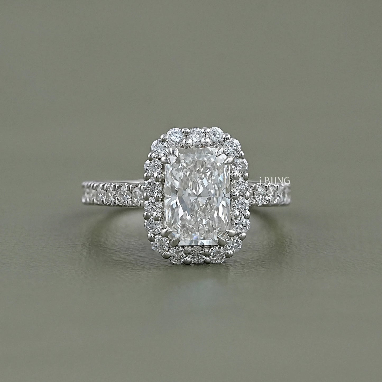 Radiant Diamond Solitaire Accent Halo Ring Solitaire Accent Ring