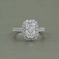 Radiant Diamond Solitaire Accent Halo Ring