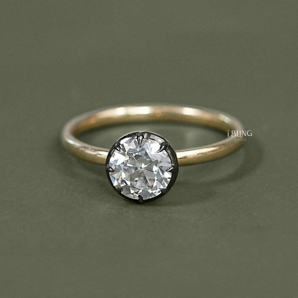 1.00 CT Old European Round Cut Solitaire Engagement Ring