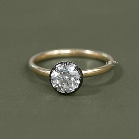 1.00 CT Old European Round Cut Solitaire Engagement Ring