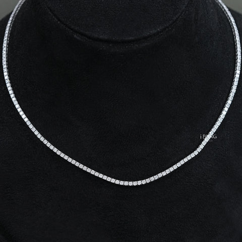 Round Lab Grown Diamond Tennis Necklace