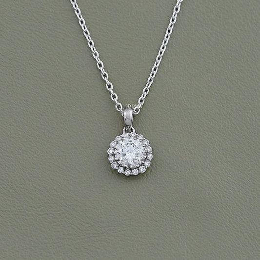 Round Diamond Halo Necklace Pendants