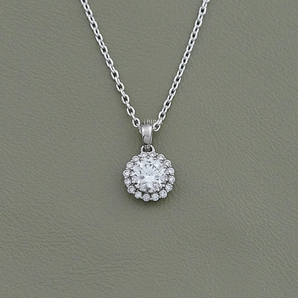 Round Diamond Halo Necklace