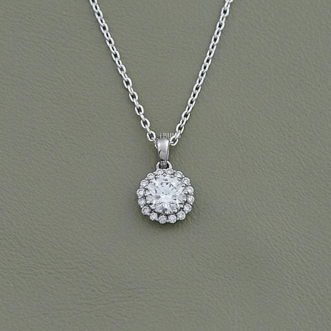 Round Diamond Halo Necklace