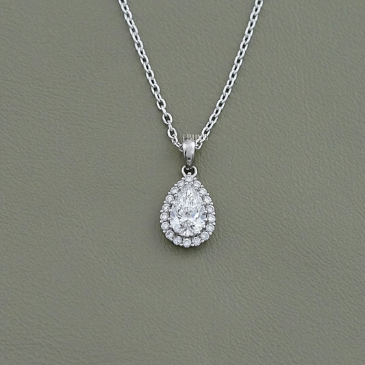 Pear Lab Diamond Halo Necklace Pendants