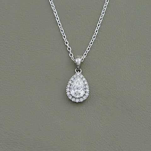 Pear Lab Diamond Halo Necklace