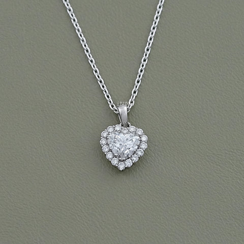 Heart Lab Diamond Halo Necklace