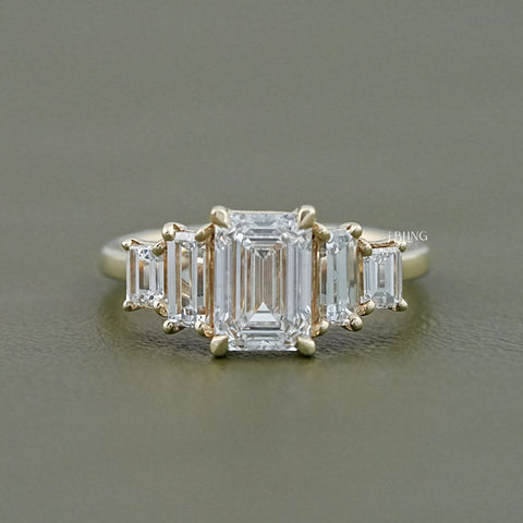 Emerald Cut Five Stone Engagement Ring