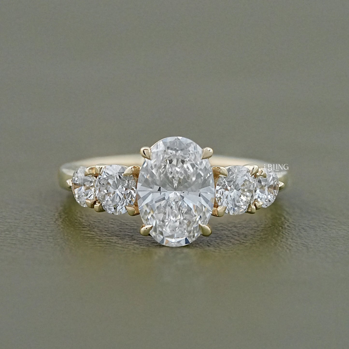 Five Stone Oval And Round Lab Diamond Engagement Ring 5 Stone Ring