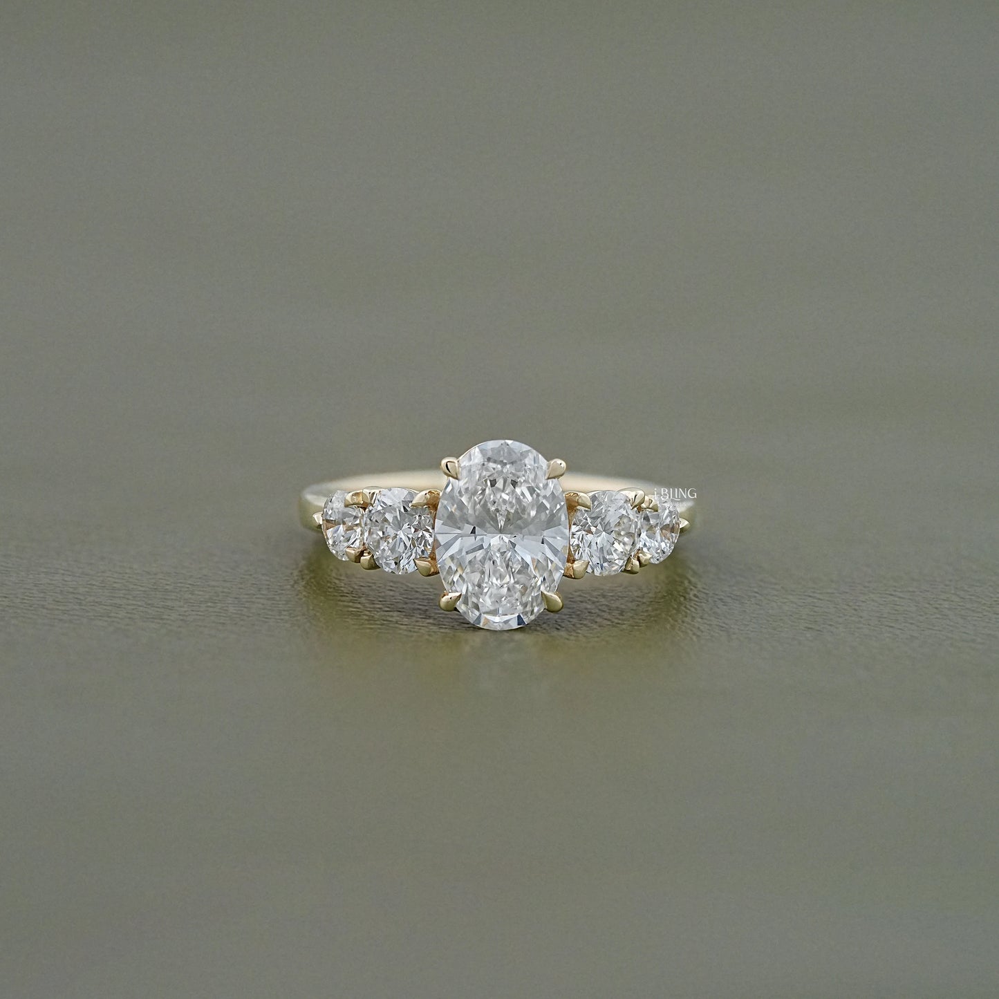 Five Stone Oval And Round Lab Diamond Engagement Ring