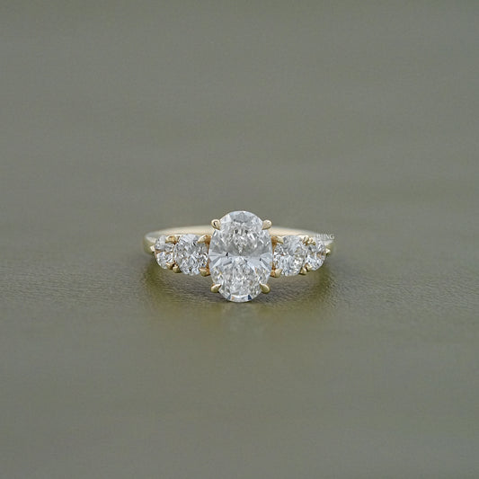 Five Stone Oval And Round Lab Diamond Engagement Ring