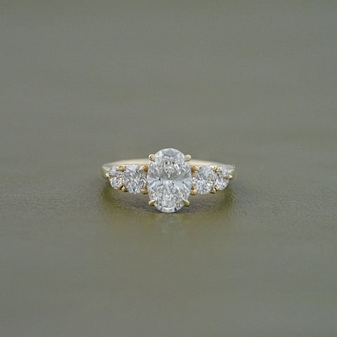Five Stone Oval And Round Lab Diamond Engagement Ring