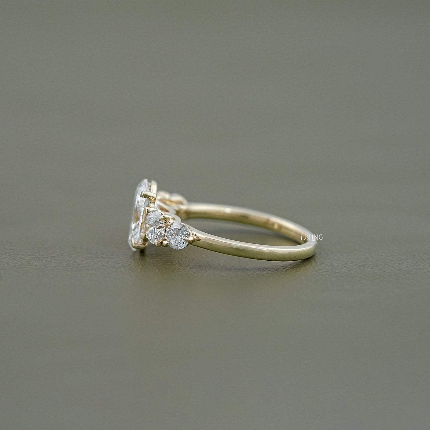 Five Stone Oval And Round Lab Diamond Engagement Ring