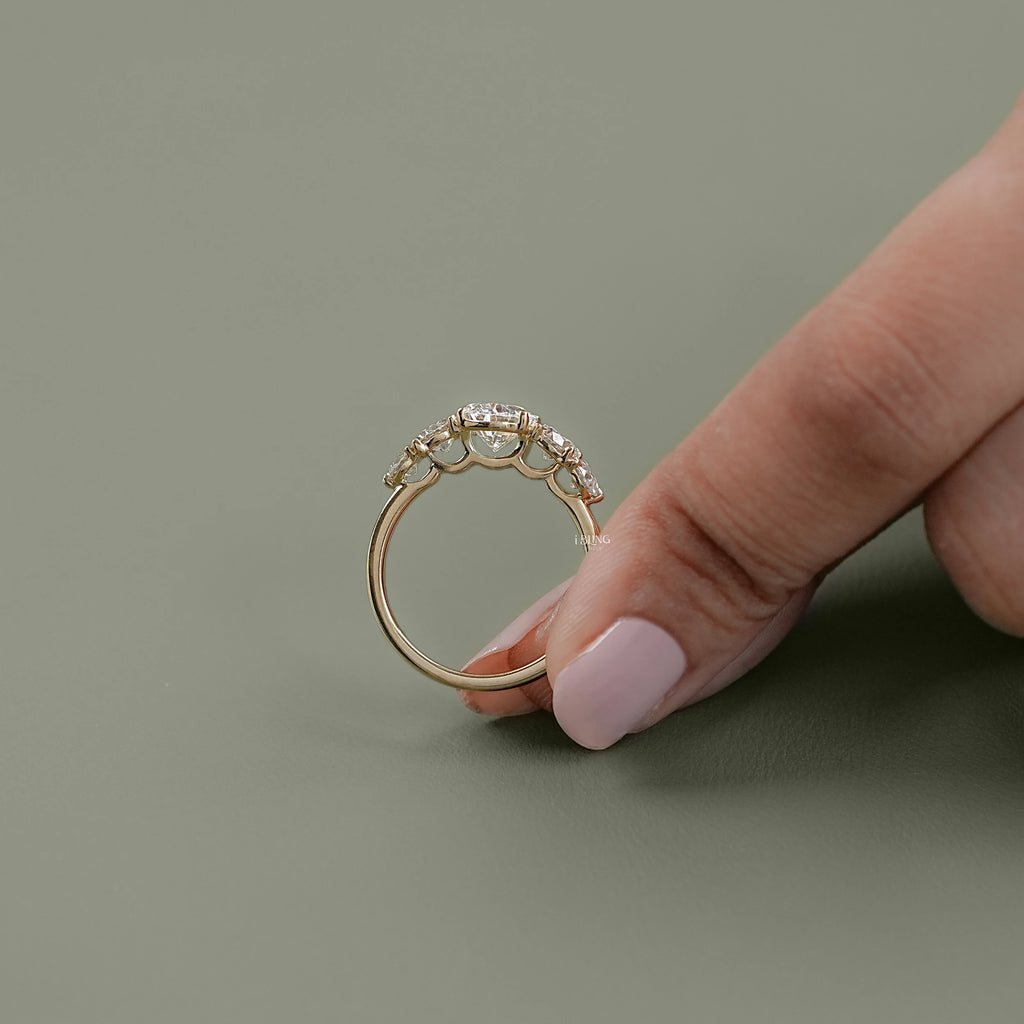 Five Stone Oval And Round Lab Diamond Engagement Ring