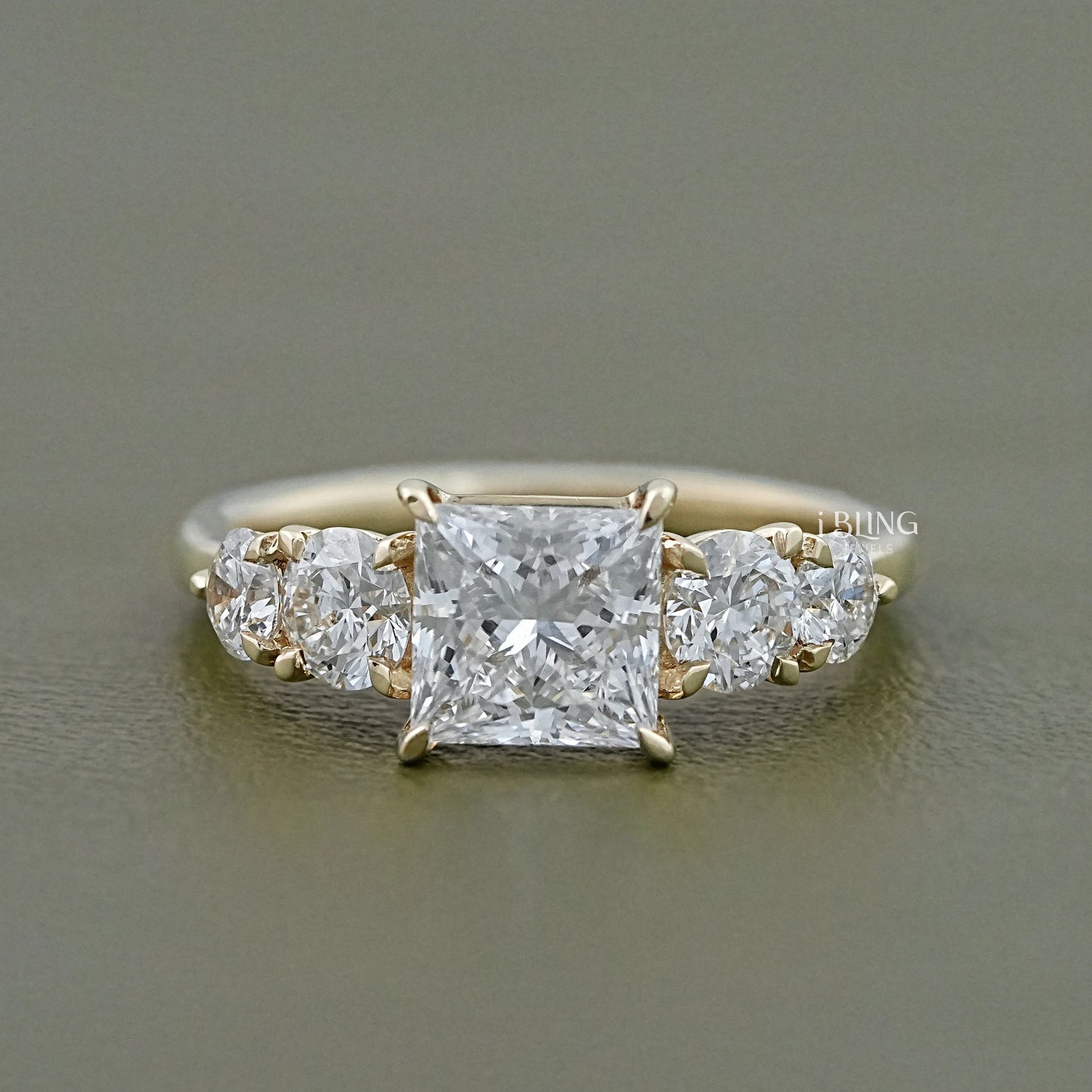 5 Stone Princess Cut Lab Grown Diamond Engagement Ring 5 Stone Ring