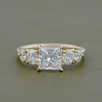 5 Stone Princess Cut Lab Grown Diamond Engagement Ring