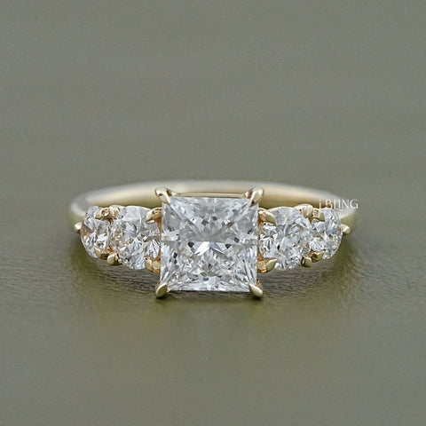 5 Stone Princess Cut Lab Grown Diamond Engagement Ring