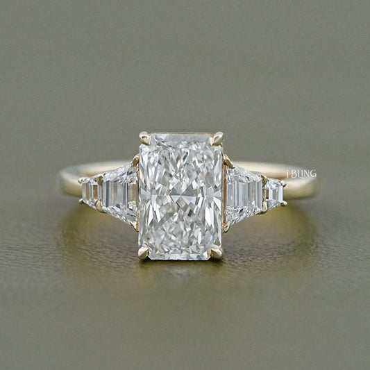 Radiant Cut Side Trapezoid Five Stone Ring