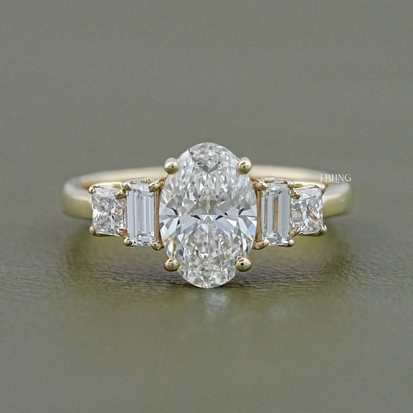 Oval Lab Diamond Staking Five Stone Ring 5 Stone Ring