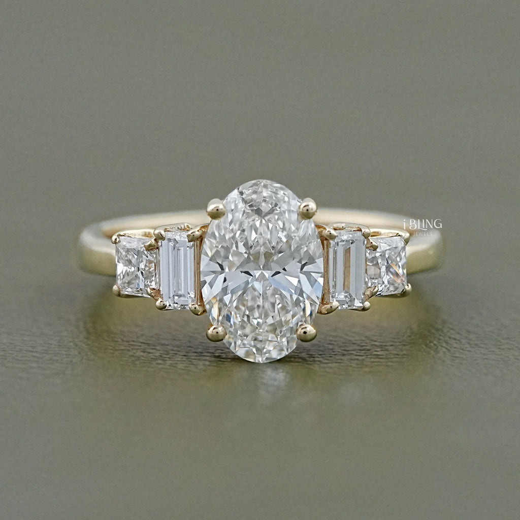 Oval Lab Diamond Staking Five Stone Ring