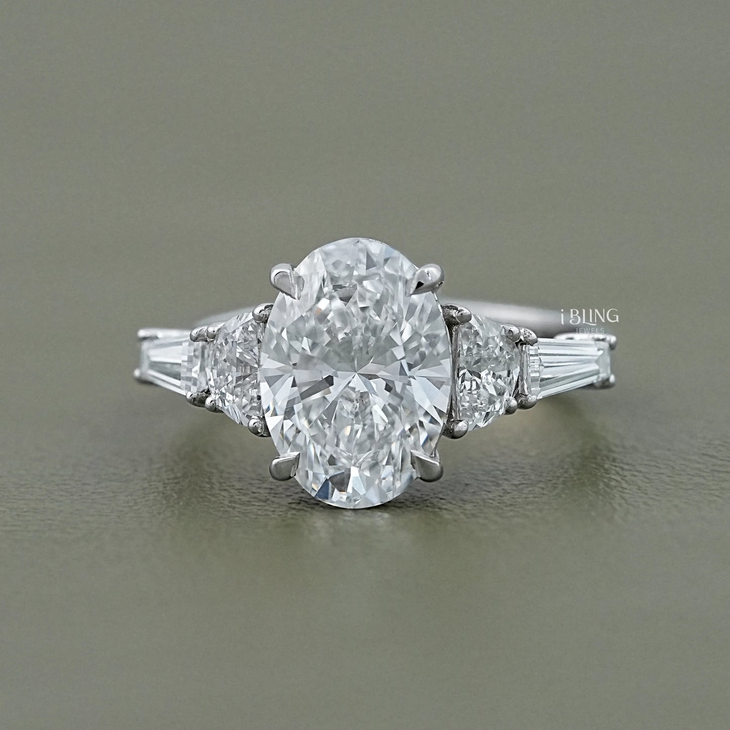 Oval And Half Moon Diamond Five Stone Ring 5 Stone Ring