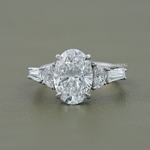 Oval And Half Moon Diamond Five Stone Ring