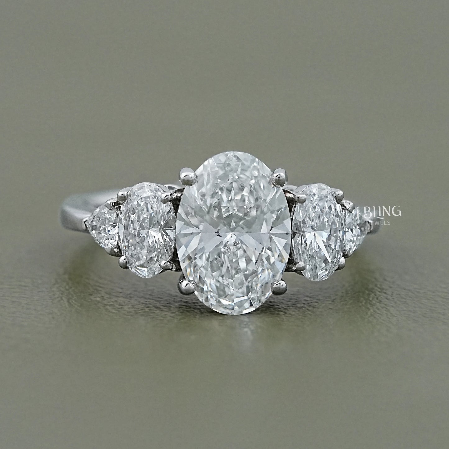 Oval Cut Lab Grown Five Stone Staking Ring 5 Stone Ring
