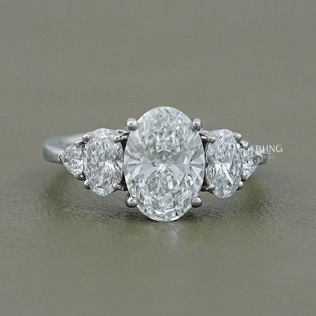 Oval Cut Lab Grown Five Stone Staking Ring