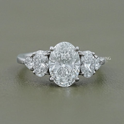 Oval Cut Lab Grown Five Stone Staking Ring