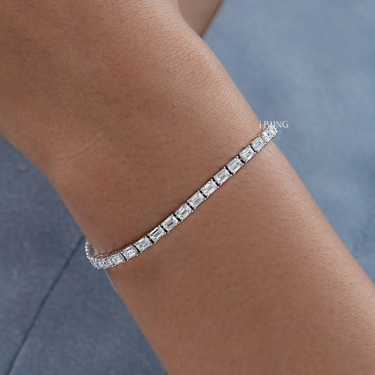 Emerald Cut Lab Grown Diamond Tennis Bracelet