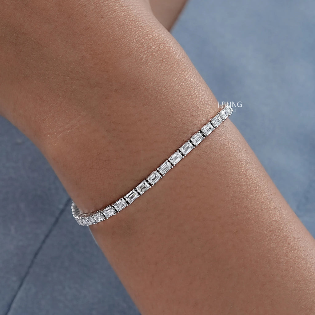 Emerald Cut Lab Grown Diamond Tennis Bracelet