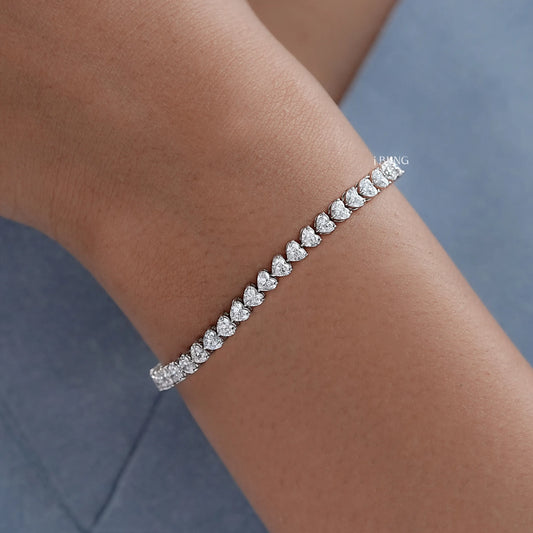 Heart Cut Lab Diamond Bridal Tennis Bracelet