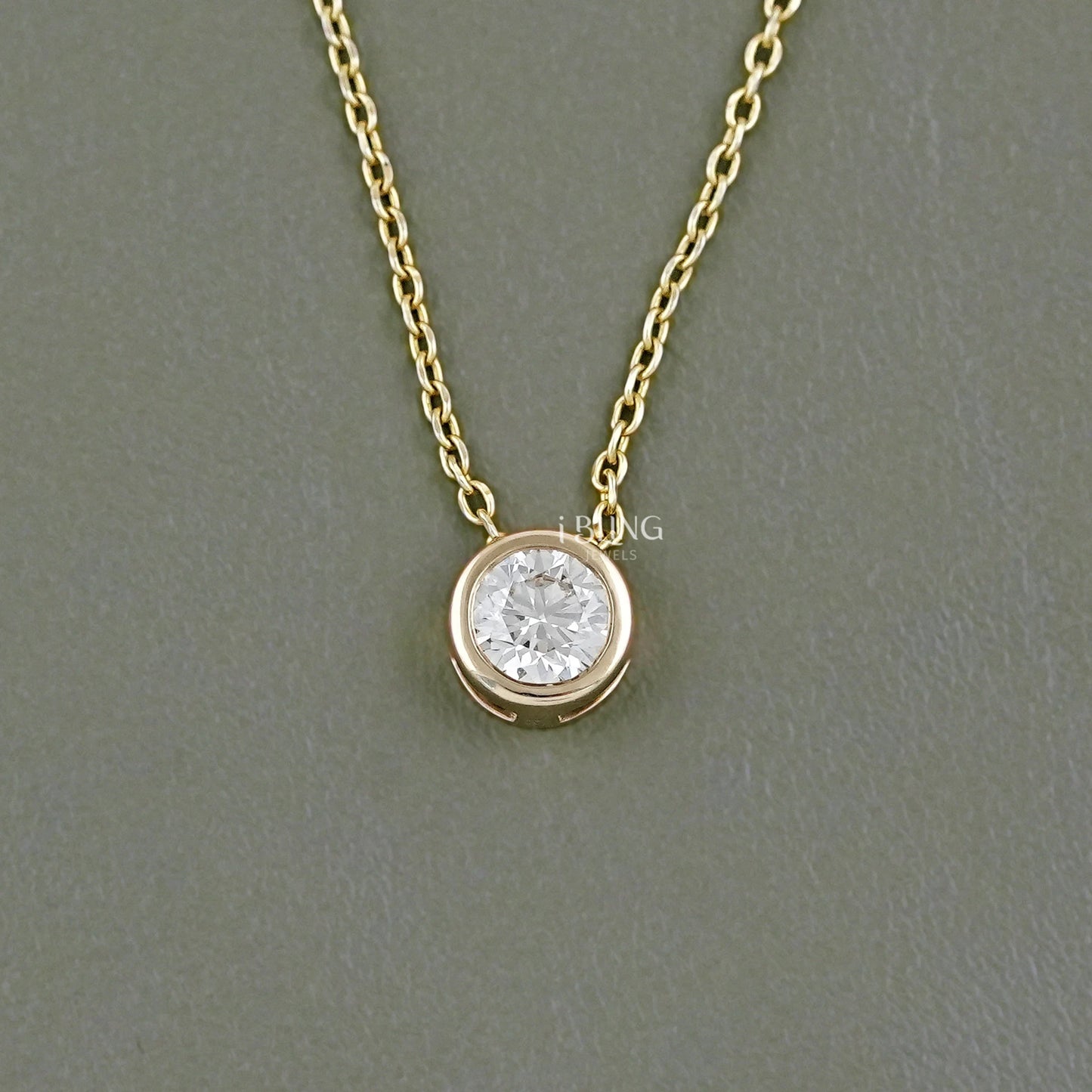 Round Cut Lab Grown Diamond Bezel Set Necklace Pendants