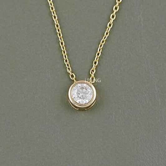 Round Cut Lab Grown Diamond Bezel Set Necklace Pendants