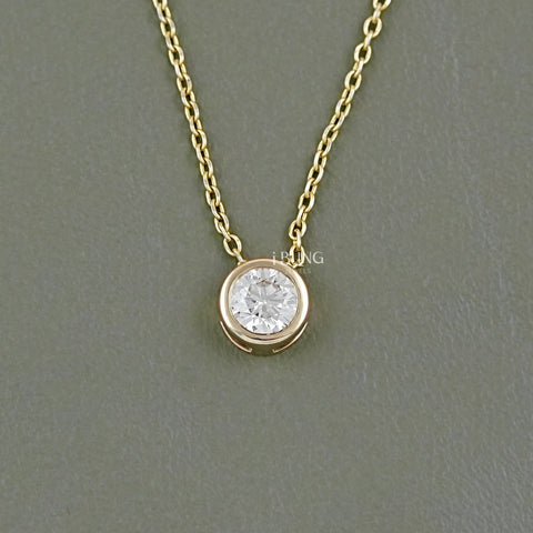 Round Cut Lab Grown Diamond Bezel Set Necklace