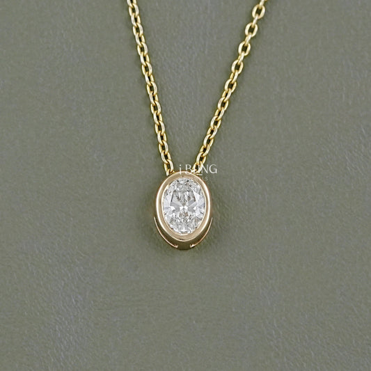 Bezel Set Oval Lab Diamond Solitaire Necklace Pendants