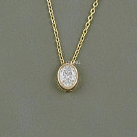 Bezel Set Oval Lab Diamond Solitaire Necklace