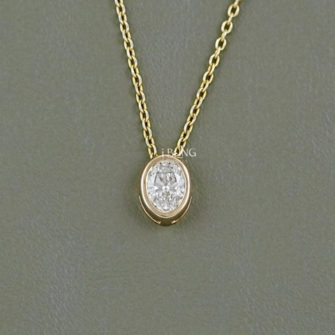 Bezel Set Oval Lab Diamond Solitaire Necklace