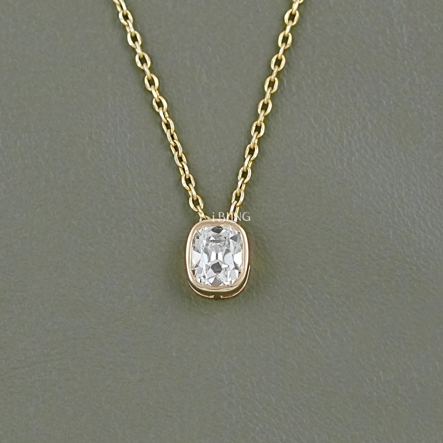 Cushion Cut Lab Diamond Bezel Set Necklace Pendants