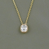 Cushion Cut Lab Diamond Bezel Set Necklace