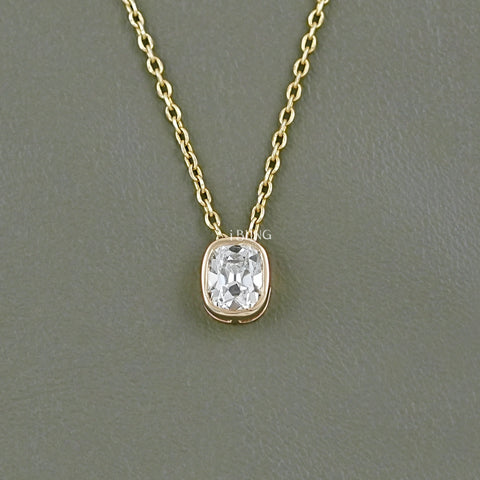 Cushion Cut Lab Diamond Bezel Set Necklace