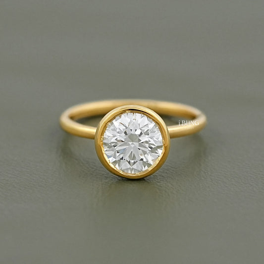 Bezel Set Round Lab Diamond Engagement Ring