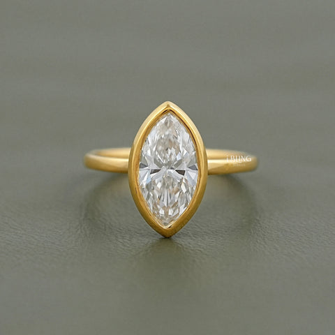 Marquise Cut Bezel Set Lab Diamond Soliatire Ring