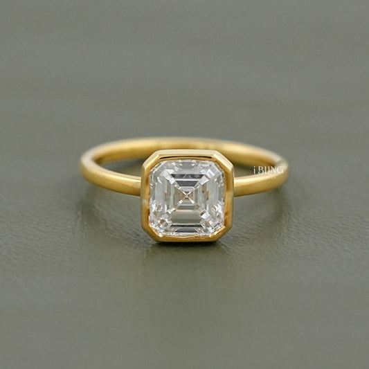 2 Carat Bezel Set Asscher Diamond Engagement Ring