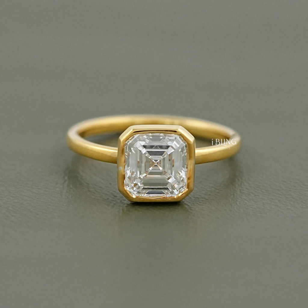 2 Carat Bezel Set Asscher Diamond Engagement Ring