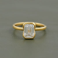 Bezel Set Emerald Cut Lab Diamond Engagement Ring