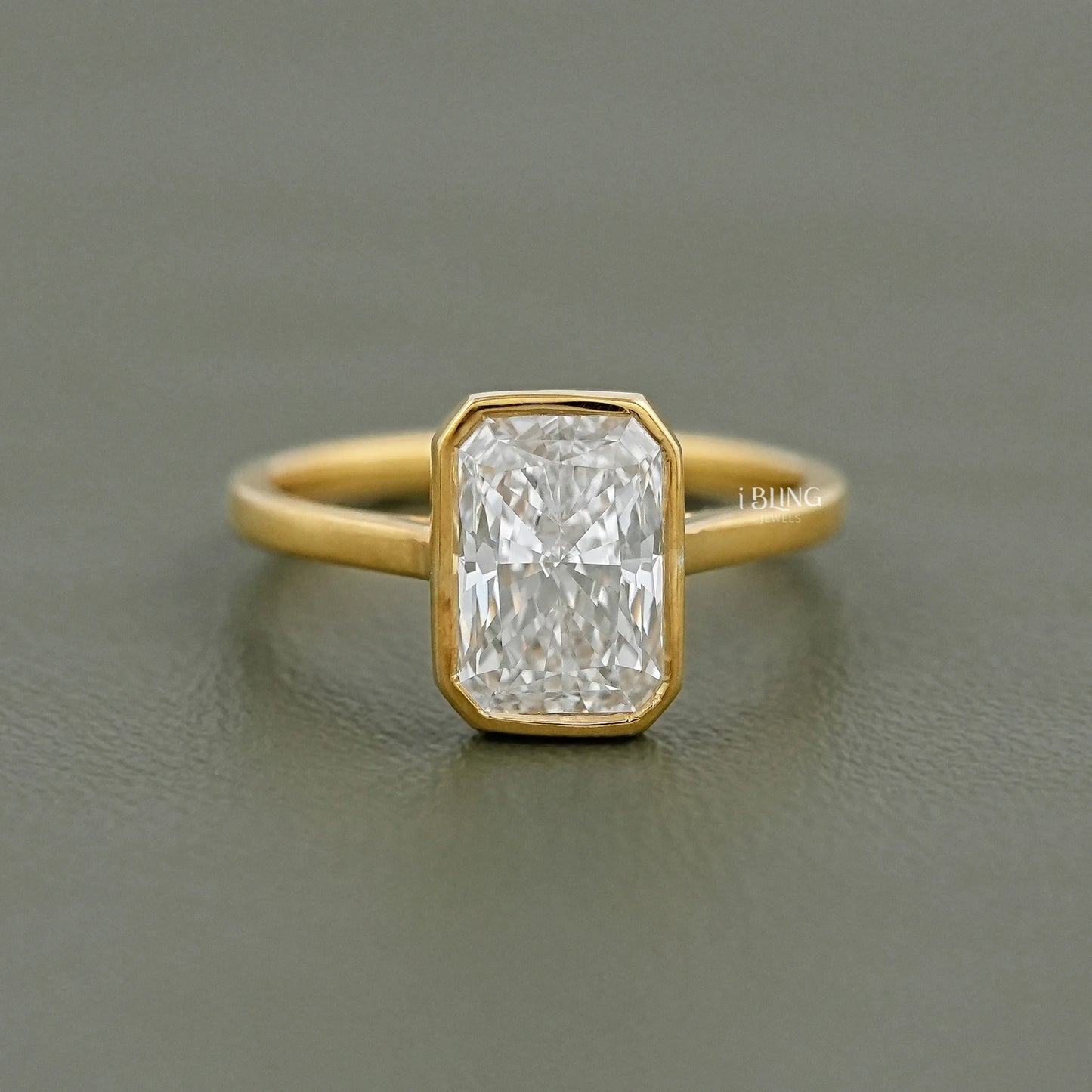 Radiant Cut Diamond Bezel Set Engagement Ring